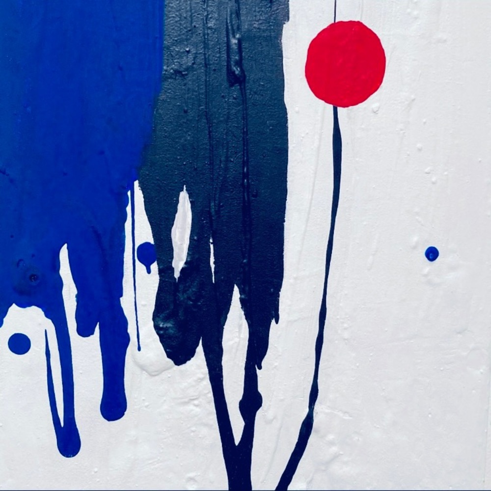 Original Painting Blue/Red Abstract Art OLD FLAME